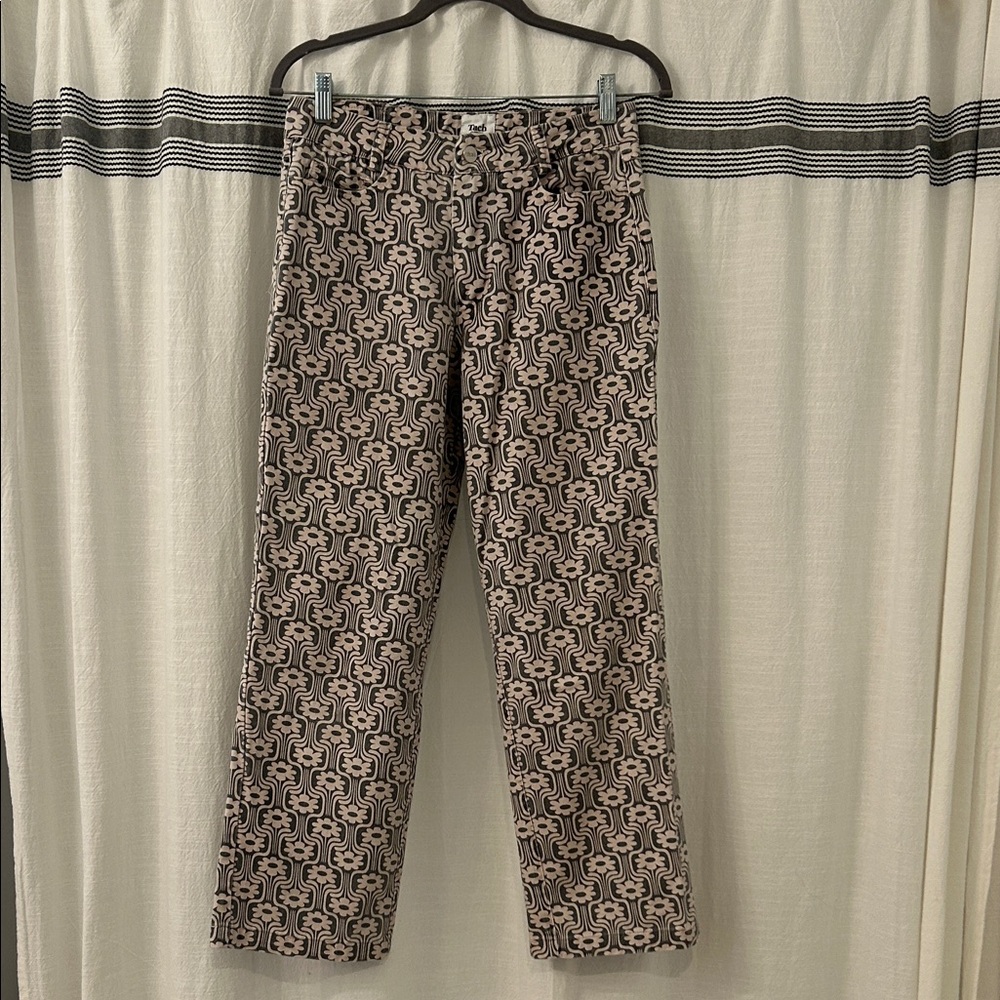 TACH Black and Cream Geometric Floral Pants